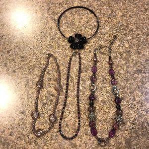 Bundle of 4 multicolor shades of purple necklaces